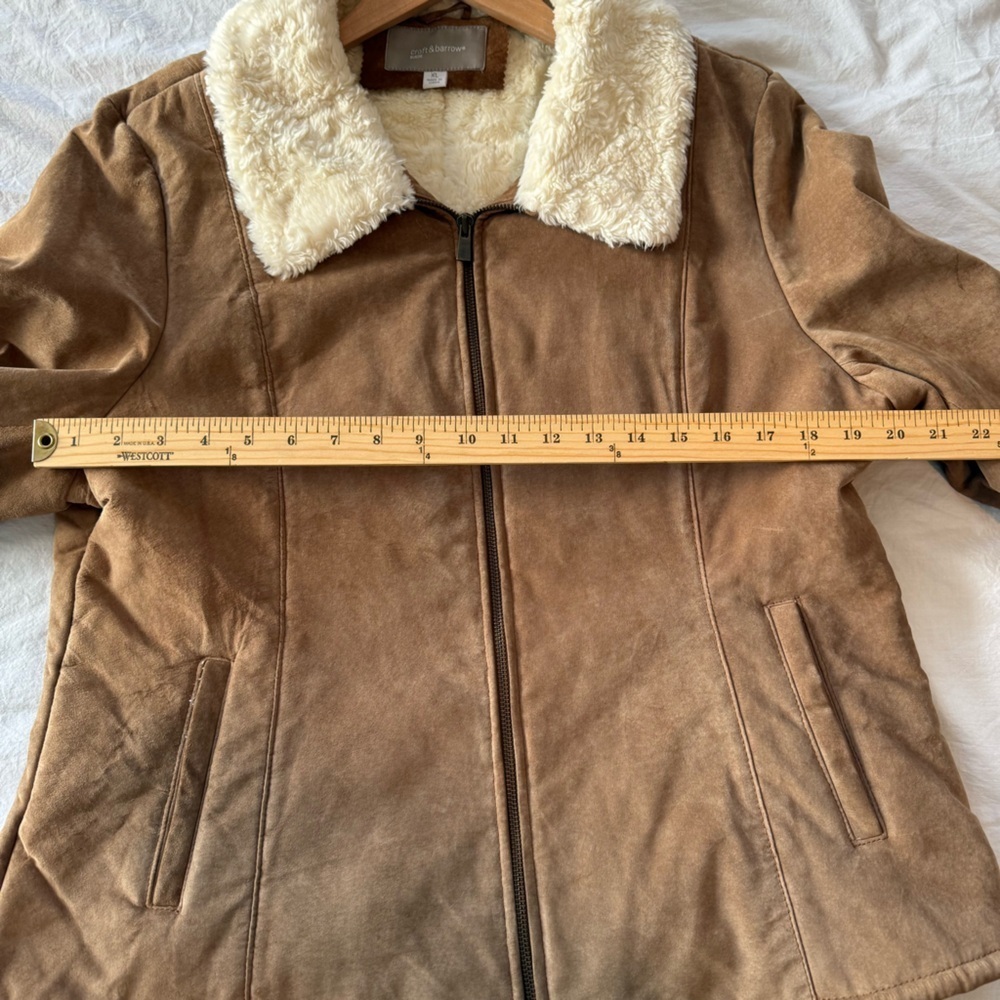 Croft & Barrow Tan Suede Jacket with Cream Collar, Size XL - Picture 3 of 13